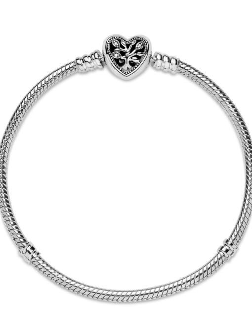 Pandora Moments Family Tree Heart Clasp Snake Chain Bracelet - Image 6