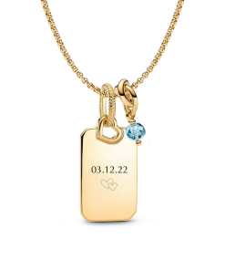 March Engravable Dangle Charm Necklace Set