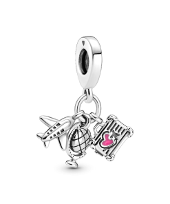 Airplane, Globe & Suitcase Dangle Charm