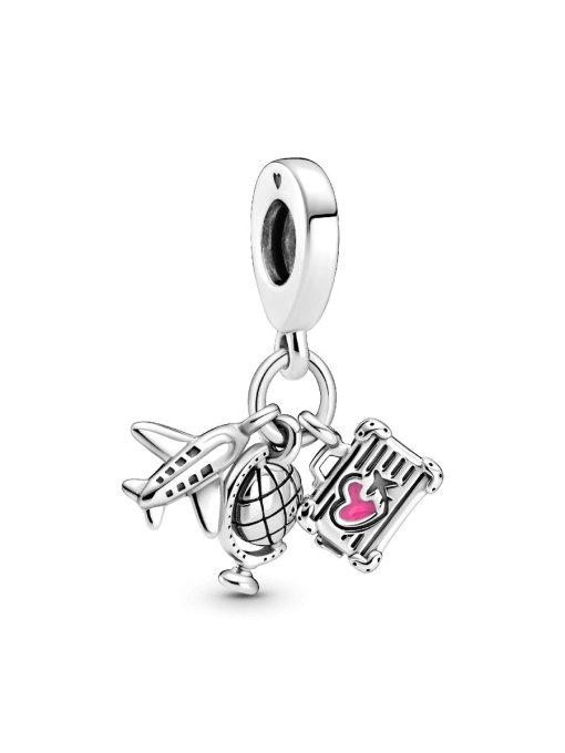 Airplane, Globe & Suitcase Dangle Charm