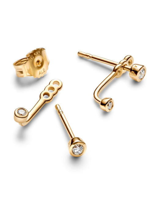 Pandora Era Bezel Lab-Grown Diamond Ear Jacket Stud Earrings - Image 5