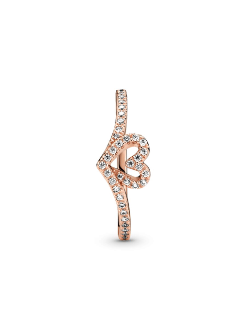 Sparkling Wishbone Heart Ring - Image 6