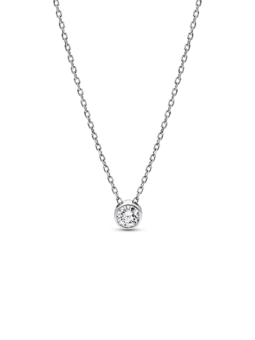 Pandora Era Bezel Sterling Silver Lab-grown Diamond Pendant Necklace