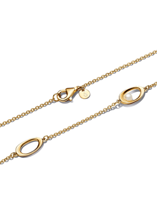 Organically Shaped Oval & Treated Freshwater Cultured Pearl Necklace - Image 5