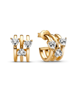 Triple Heart Hoop Earrings