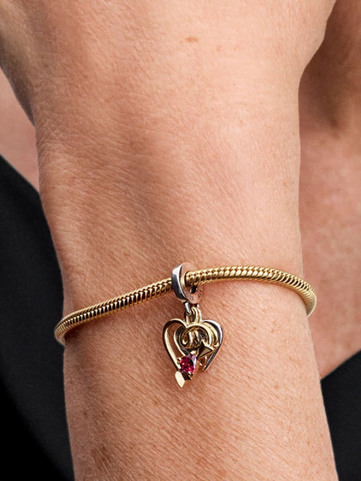 Engravable Heart & Arrow Double Dangle Charm - Image 2