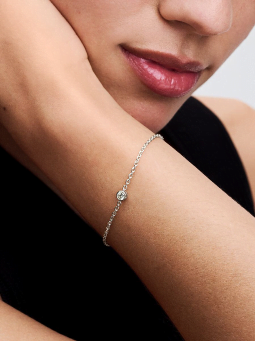Pandora Era Bezel Sterling Silver Lab-grown Diamond Chain Bracelet - Image 4