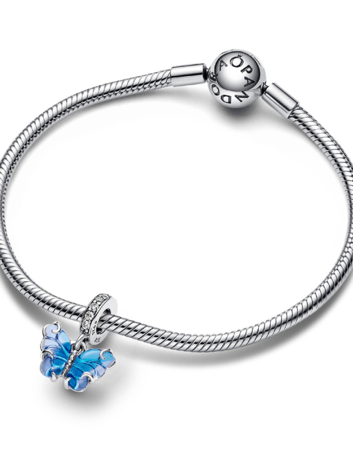 Blue Murano Glass Butterfly Dangle Charm - Image 4