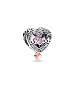Two-tone Openwork Mom & Heart Charm