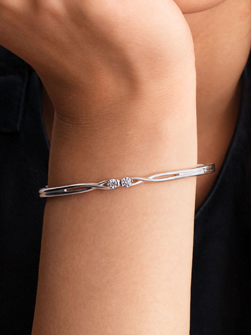 Pandora Infinite Sterling Silver Double-Facing Lab-grown Diamond Bangle - Image 2