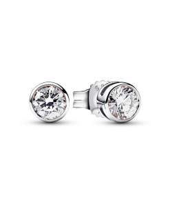 Pandora Era Bezel Sterling Silver Lab-grown Diamond Earrings