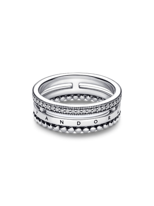 Pandora Signature Logo Pave & Beads Ring - Image 6