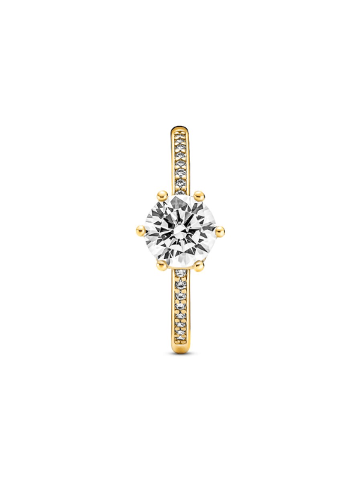 Clear Sparkling Crown Solitaire Ring - Image 4