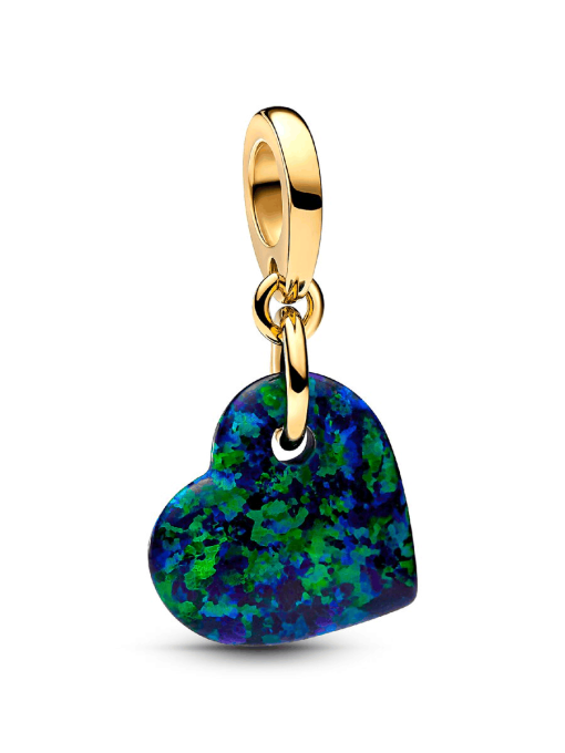 Opalescent Green Heart Dangle Charm - Image 3