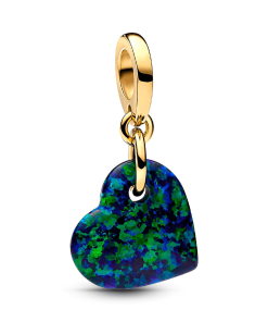 Opalescent Green Heart Dangle Charm