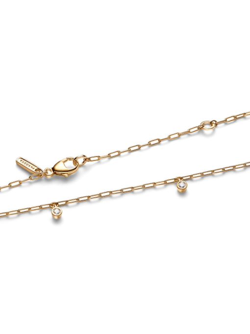 Pandora Era Bezel Lab-Grown Diamond Dangle Station Paperclip Chain Necklace - Image 7
