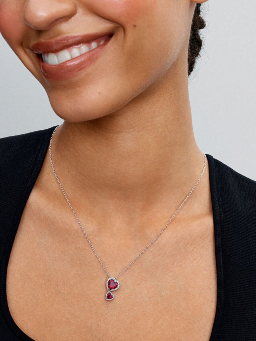 Red Halo Hearts Pendant Necklace - Image 3