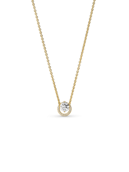 Sparkling Round Halo Pendant Collier Necklace - Image 3