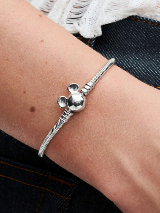 Disney Mickey Mouse Clasp Moments Snake Chain Bracelet - Image 2
