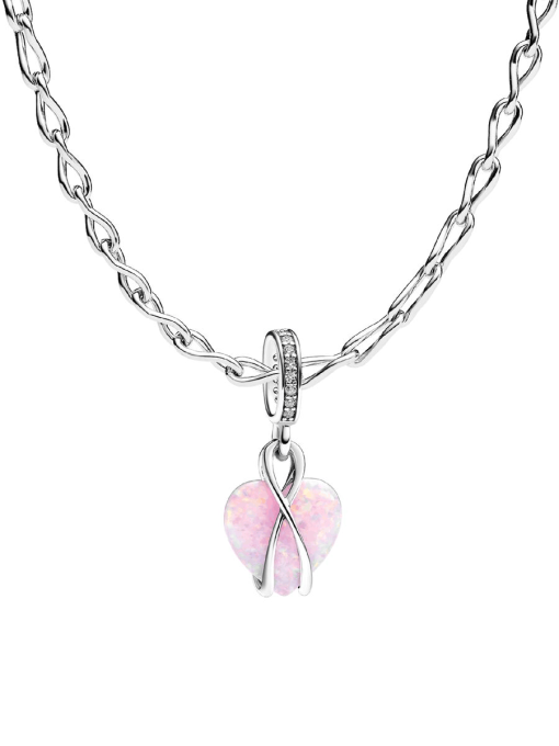 Opalescent Heart Charm Necklace Set