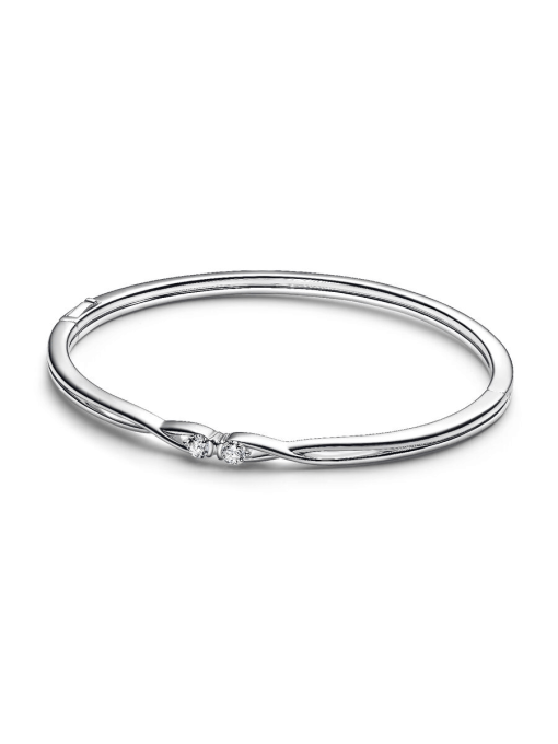 Pandora Infinite Sterling Silver Double-Facing Lab-grown Diamond Bangle