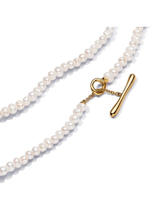 Treated Freshwater Cultured Pearls T-bar Collier Necklace - Image 4