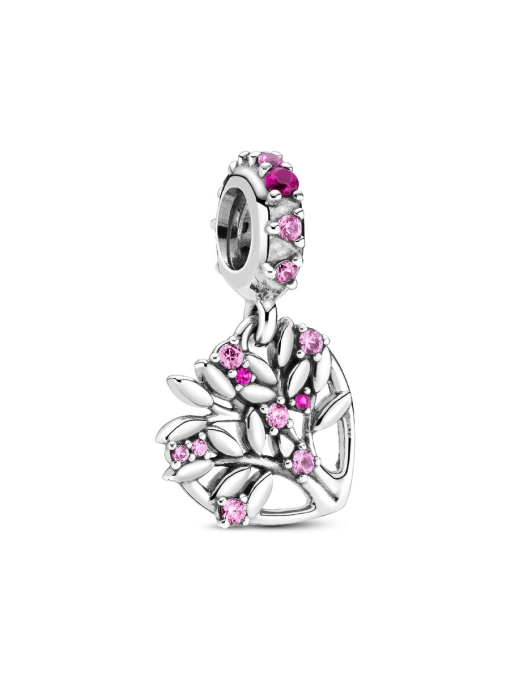 Pink Heart Family Tree Dangle Charm - Image 3