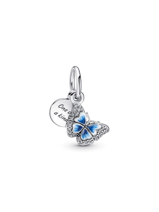 Blue Butterfly & Quote Double Dangle Charm - Image 3