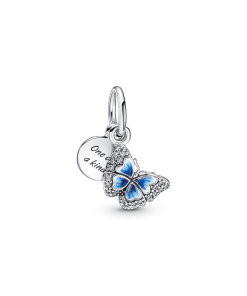 Blue Butterfly & Quote Double Dangle Charm