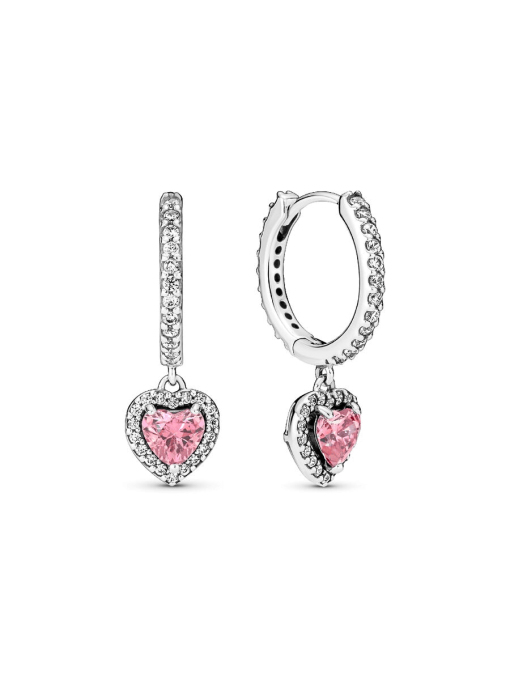 Sparkling Halo Heart Hoop Earrings - Image 2