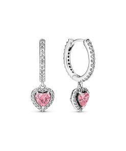Sparkling Halo Heart Hoop Earrings