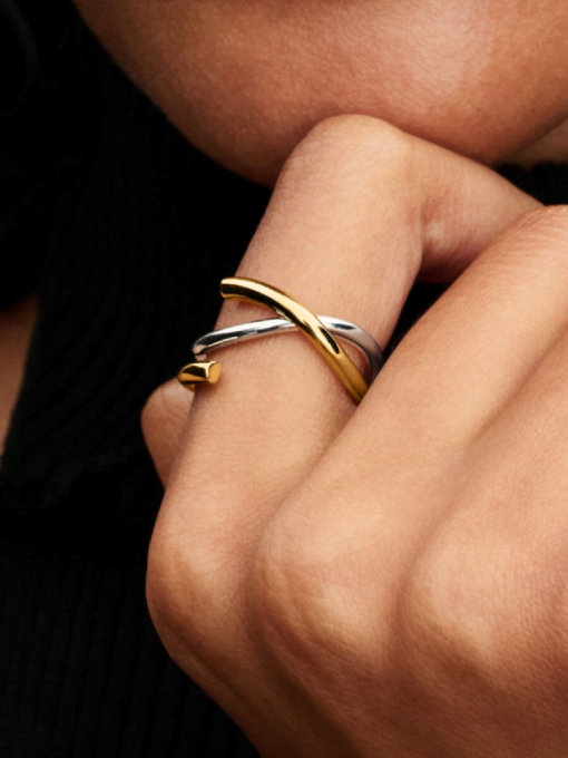 Organically Shaped Two-tone Double Ring - Image 2