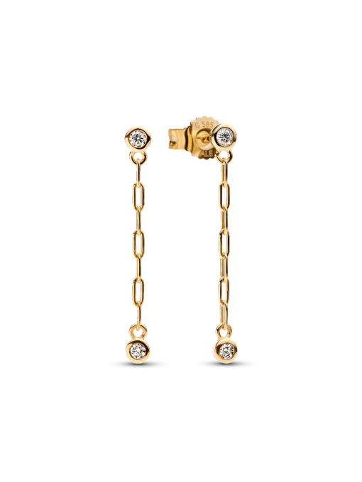 Pandora Era Bezel Lab-Grown Diamond Paperclip Chain Drop Earrings - Image 3