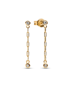 Pandora Era Bezel Lab-Grown Diamond Paperclip Chain Drop Earrings