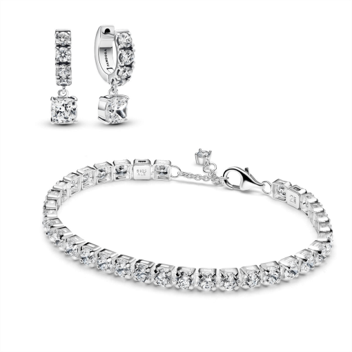 Bold Sparkling Tennis Bracelet and Earring Set - Image 2