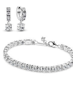 Bold Sparkling Tennis Bracelet and Earring Set