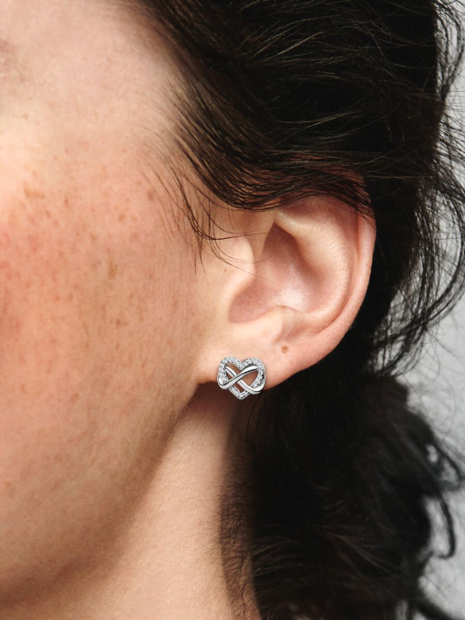 Sparkling Infinity Heart Stud Earrings - Image 2