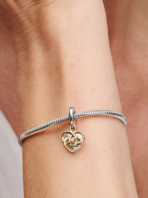 Lab-grown Diamond Engravable Mom Double Dangle Charm - Image 2