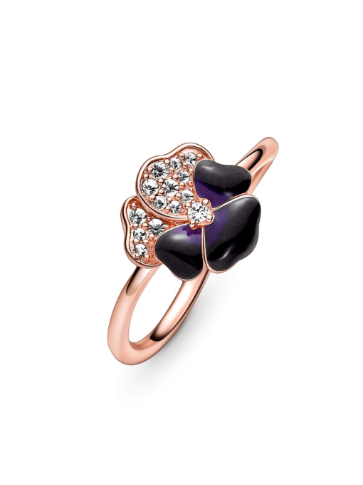 FINAL SALE - Deep Purple Pansy Flower Ring - Image 7