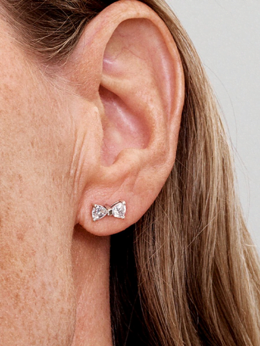 Sparkling Small Bow Stud Earrings - Image 2