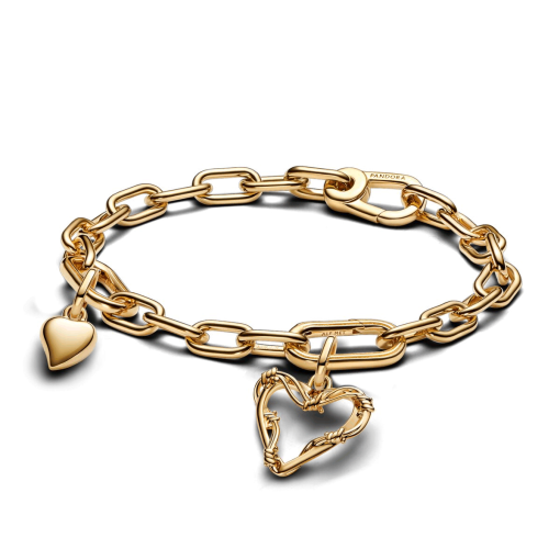 Golden Barbed Wire Heart Bracelet Set - Image 2