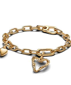 Golden Barbed Wire Heart Bracelet Set