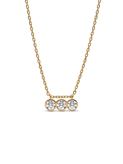 Pandora Era Bezel 14k Gold Triple Lab-grown Diamond Pendant Necklace - Image 3