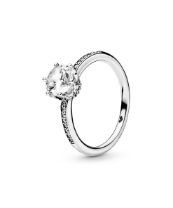 Clear Sparkling Crown Solitaire Ring
