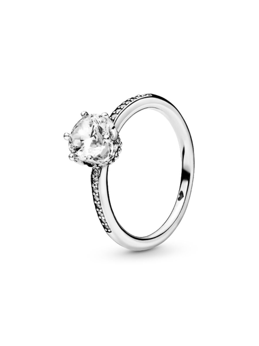 Clear Sparkling Crown Solitaire Ring