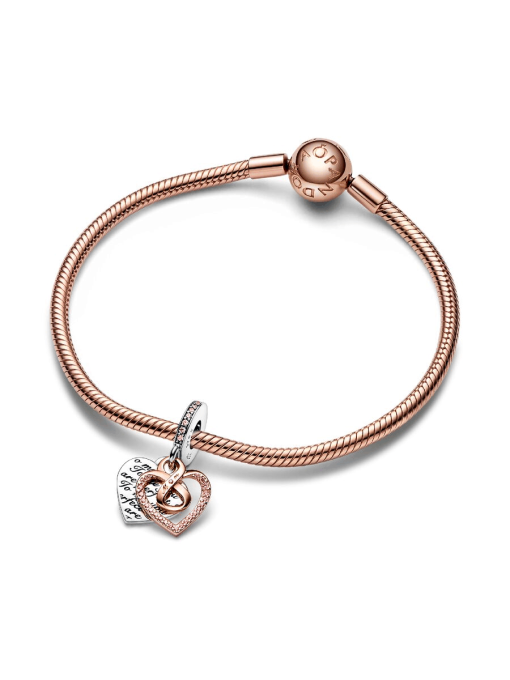 Two-tone Infinity Heart Double Dangle Charm - Image 6