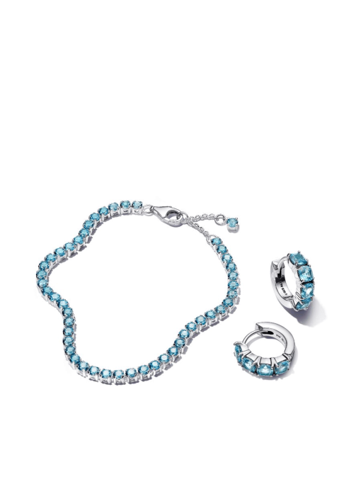 Sparkling Light Blue Tennis Jewelry Set