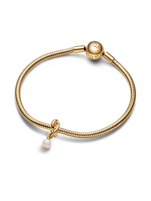 Treated Freshwater Cultured Pearl Eternity Circle Dangle Charm - Image 6