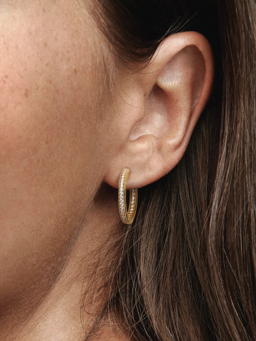 Pandora Signature Logo & Pave Hoop Earrings - Image 2