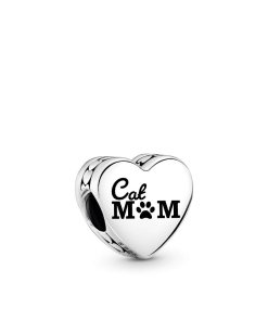 Engravable Cat Mom Heart Charm